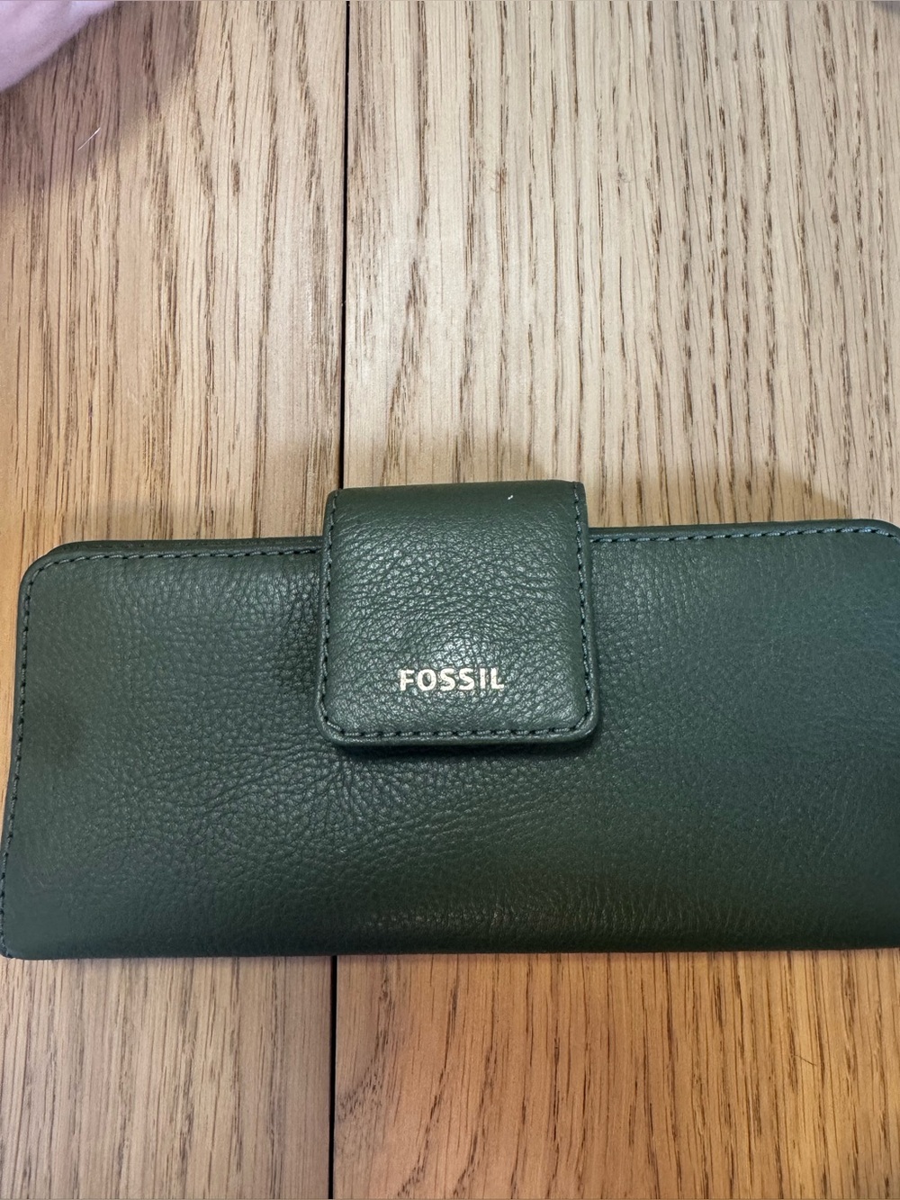Fossil Green Pebbled Leather Snap Wallet